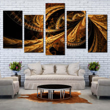 Load image into Gallery viewer, deep abstract canvas print black modern abstract painting canvas set brown abstract elegant design 5 piece canvas wall art In Living Room
