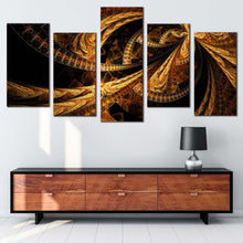 Load image into Gallery viewer, deep abstract canvas print black modern abstract painting canvas set brown abstract elegant design 5 piece canvas wall art
