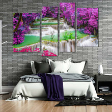 Load image into Gallery viewer, deep waterfall canvas wall art colorful huay mae kamin waterfall canvas set thailand rainforest waterfall 4 piece canvas print for your bedroom
