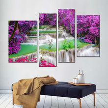 Load image into Gallery viewer, deep waterfall canvas wall art colorful huay mae kamin waterfall canvas set thailand rainforest waterfall 4 piece canvas print
