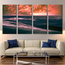 Load image into Gallery viewer, deep ocean waves sunbeam multi panel canvas wall art In Living room
