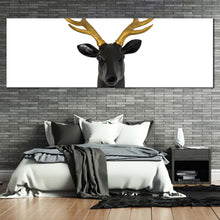 Load image into Gallery viewer, deer  animal  canvas  wall  art  white  background  deer  panoramic  canvas  print  black  deer  head  canvas  artwork For Bedroom
