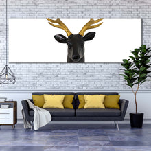 Load image into Gallery viewer, deer  animal  canvas  wall  art  white  background  deer  panoramic  canvas  print  black  deer  head  canvas  artwork For Living Room
