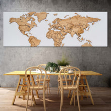 Load image into Gallery viewer, detailed  map  canvas  print  white  brown  world  map  digital  canvas  artwork  abstract  world  1  piece  canvas  wall  art In Dinning Room
