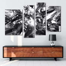 Load image into Gallery viewer, diamond glitter canvas wall art black and white diamond shapes 4 piece canvas set grey abstract geometric canvas print for living room
