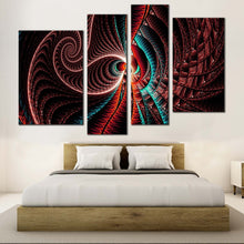 Load image into Gallery viewer, digital abstract canvas print abstract fractal canvas set red brown abstract pattern 4 piece canvas wall art
