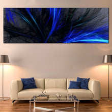 Load image into Gallery viewer, digital  abstract  canvas  print  blue  3d  abstract  fractal  bright  1  piece  canvas  wall  art  black  abstract  graphics  wide  canvas In Living Room
