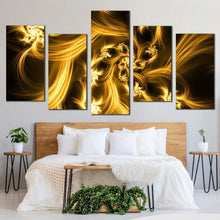 Load image into Gallery viewer, digital abstract canvas print yellow abstract energy 5 piece canvas wall art brown bright abstract multiple canvas For Your Bedroom
