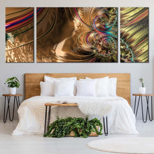 Load image into Gallery viewer, digital  abstract  canvas  wall  art  abstract  fractal  patterns  3  piece  multi  canvas  colorful  abstract  fractal  texture  triptych  canvas  print For Bedroom
