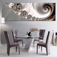 Load image into Gallery viewer, digital  abstract  canvas  wall  art  grey  abstract  elegant  swirl  panoramic  canvas  print  white  infinity  fractal  abstract  wide  canvas For Dinning Room
