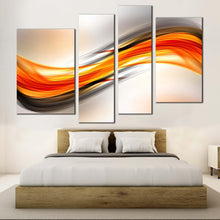 Load image into Gallery viewer, digital abstract canvas wall art red abstract art print orange abstract elegance 4 piece multiple canvas in bedroom
