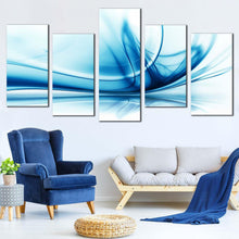 Load image into Gallery viewer, digital abstract canvas wall art white abstract technology 5 piece canvas print blue peaceful abstract multi canvas For Living Room
