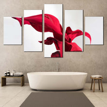 Load image into Gallery viewer, digital flower canvas print red abstract floral multiple canvas elegant abstract flower 5 piece canvas wall art In Bathroom
