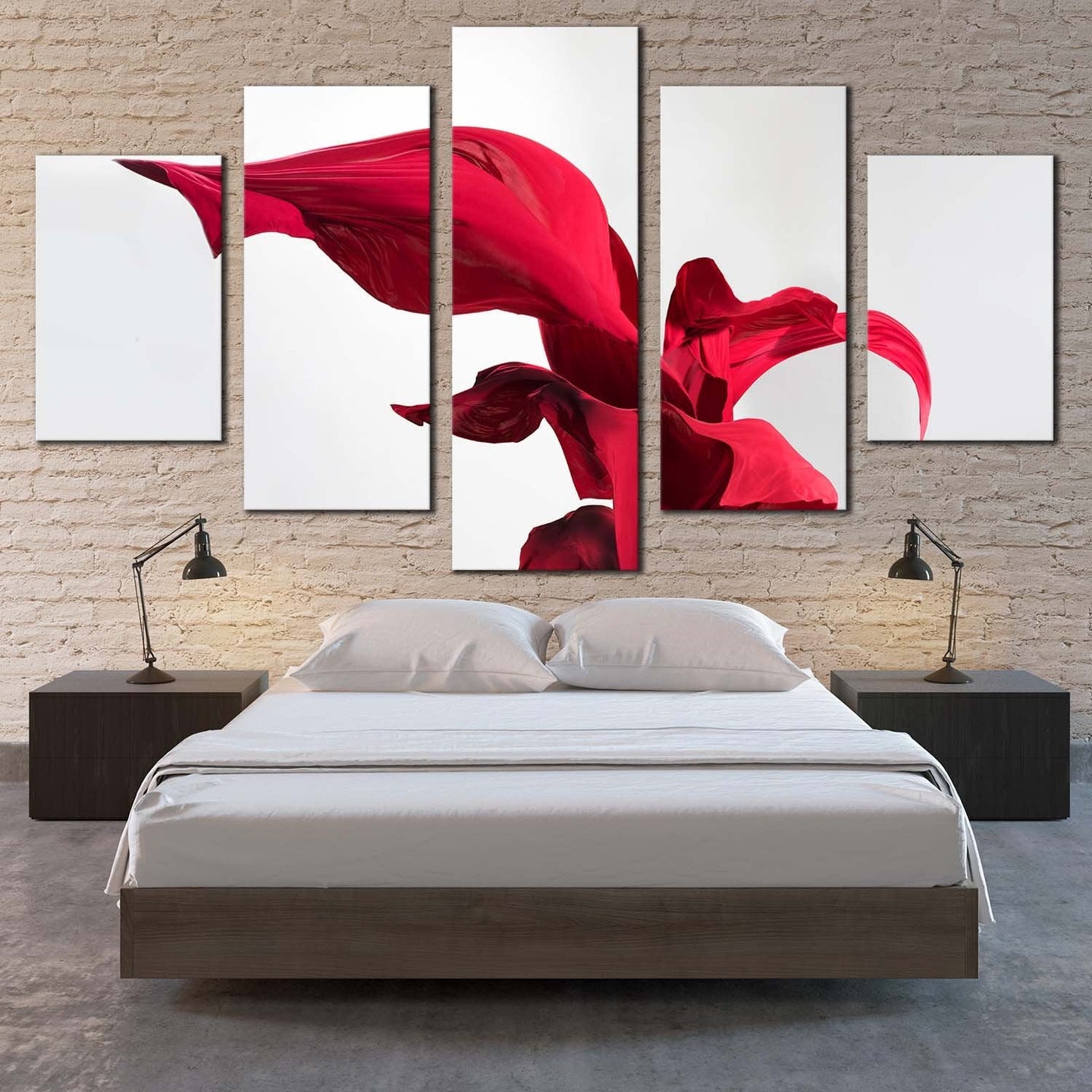 digital flower canvas print red abstract floral multiple canvas elegant abstract flower 5 piece canvas wall art For Bedroom