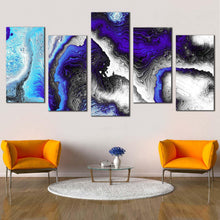 Load image into Gallery viewer, digital fractal canvas wall art blue abstract liquid art print black abstract liquid texture 5 piece canvas For Living Room
