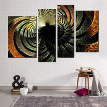 Load image into Gallery viewer, digital graphic canvas wall art brown grey abstract fractal abstraction 4 piece canvas print colorful glowing abstract pattern multi canvas artwork for your living room
