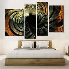 Load image into Gallery viewer, digital graphic canvas wall art brown grey abstract fractal abstraction 4 piece canvas print colorful glowing abstract pattern multi canvas artwork
