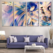 Load image into Gallery viewer, digital painting canvas wall art blue white abstract art print abstract fractal 4 piece multi canvas artwork For Living room
