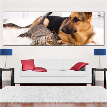 Load image into Gallery viewer, dog  animal  canvas  wall  art  black  brown  dog  canvas  artwork  cat  and  dog  relaxing  1  piece  canvas  print For Living Room
