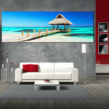 Load image into Gallery viewer, dominican  republic  canvas  print  punta  cana  blue  ocean  sky  1  piece  canvas  wall  art  gazebo  sea  green  beach  canvas  artwork For Living Room
