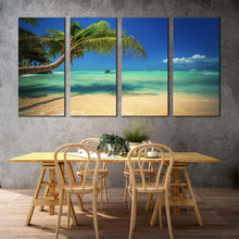 Load image into Gallery viewer, dominican republic canvas wall art saona island green sea 4 piece canvas punta cana blue ocean sky canvas set For Dining Room
