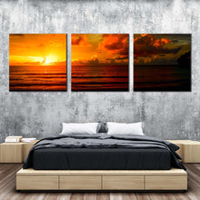 Load image into Gallery viewer, dramatic  clouds  canvas  wall  art  beautiful  orange  ocean  sky  3  piece  canvas  print  thailand  yellow  sunset  ocean  multiple  canvas For Bedroom
