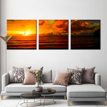 Load image into Gallery viewer, dramatic  clouds  canvas  wall  art  beautiful  orange  ocean  sky  3  piece  canvas  print  thailand  yellow  sunset  ocean  multiple  canvas For Living Room
