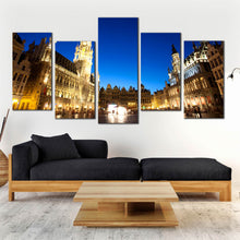 Load image into Gallery viewer, dusk at Grote Markt square Grand palace 5 piece canvas print For Living Room
