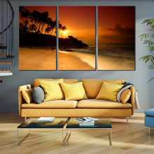 Load image into Gallery viewer, dusk scenery at beach sri lanka 3 pieces wall art In Living Room
