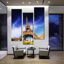 Load image into Gallery viewer, eiffel  tower  paris  with  meadows  skyline  3  piece  canvas  print For Living Room
