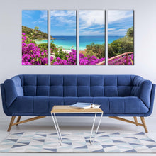 Load image into Gallery viewer, elba island canvas wall art italy green ocean beach multiple canvas tuscany blue sky ocean 4 piece canvas print In Living Room
