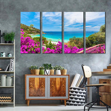 Load image into Gallery viewer, elba island canvas wall art italy green ocean beach multiple canvas tuscany blue sky ocean 4 piece canvas print
