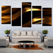 Load image into Gallery viewer, elegant abstract canvas print black luxury abstract 5 piece canvas wall art golden abstract wave multiple canvas For Living room
