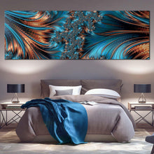 Load image into Gallery viewer, elegant  abstract  canvas  print  blue  abstract  fractal  texture  panorama  canvas  wall  art  brown  abstract  fantasy  art  wide  canvas For Bedroom
