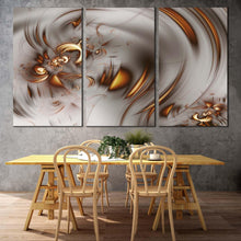 Load image into Gallery viewer, elegant abstract canvas print brown abstract graphic fractal illustration 3 piece canvas wall art grey abstract fractal multi canvas artwork In Dining Room
