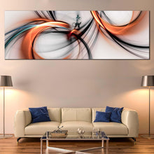 Load image into Gallery viewer, elegant  abstract  canvas  wall  art  3d  white  modern  abstract  fractal  1  piece  canvas  print  orange  black  abstract  patterns  wide  canvas In Living Room
