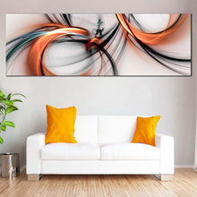 Load image into Gallery viewer, elegant  abstract  canvas  wall  art  3d  white  modern  abstract  fractal  1  piece  canvas  print  orange  black  abstract  patterns  wide  canvas For Living Room
