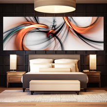 Load image into Gallery viewer, elegant  abstract  canvas  wall  art  3d  white  modern  abstract  fractal  1  piece  canvas  print  orange  black  abstract  patterns  wide  canvas In Bedroom
