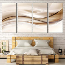 Load image into Gallery viewer, elegant abstract canvas wall art black artistic abstract graphic multiple canvas brown abstract wavy lines 4 piece canvas print For Bedroom
