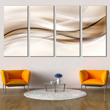 Load image into Gallery viewer, elegant abstract canvas wall art black artistic abstract graphic multiple canvas brown abstract wavy lines 4 piece canvas print In Living Room
