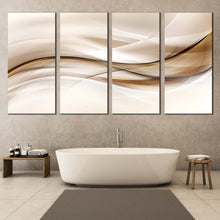 Load image into Gallery viewer, elegant abstract canvas wall art black artistic abstract graphic multiple canvas brown abstract wavy lines 4 piece canvas print For Bathroom
