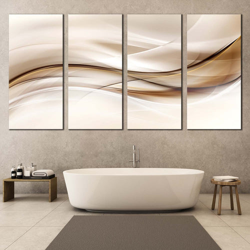 elegant abstract canvas wall art black artistic abstract graphic multiple canvas brown abstract wavy lines 4 piece canvas print For Bathroom