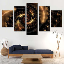 Load image into Gallery viewer, elegant abstract canvas wall art black brown abstract fractal multiple canvas abstract infinity swirl 5 piece canvas print For Your Living room
