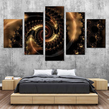 Load image into Gallery viewer, elegant abstract canvas wall art black brown abstract fractal multiple canvas abstract infinity swirl 5 piece canvas print For Bedroom
