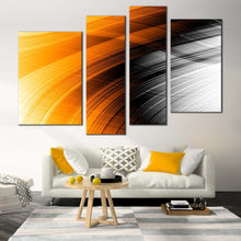 Load image into Gallery viewer, elegant abstract canvas wall art black fancy abstract 4 piece canvas set orange abstract stripe pattern canvas print for living room
