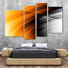 Load image into Gallery viewer, elegant abstract canvas wall art black fancy abstract 4 piece canvas set orange abstract stripe pattern canvas print
