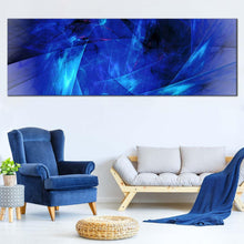 Load image into Gallery viewer, elegant  abstract  canvas  wall  art  blue  fractal  abstract  design  1  piece  canvas  black  abstract  digital  artwork In Living Room
