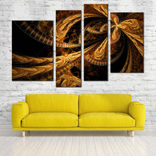 Load image into Gallery viewer, elegant abstract canvas wall art brown abstract fractal 4 piece canvas modern abstract patterns canvas set black abstract artwork print in living room
