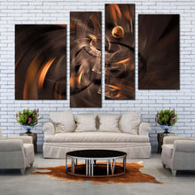 Load image into Gallery viewer, elegant abstract canvas wall art brown beautiful 3d abstract fractal canvas set orange black artistic abstract 4 piece canvas abstract art print
