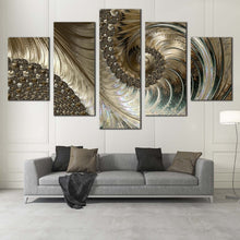 Load image into Gallery viewer, elegant abstract canvas wall art brown yellow abstract fractal design 5 piece canvas set luxury abstract canvas print For Your Living room
